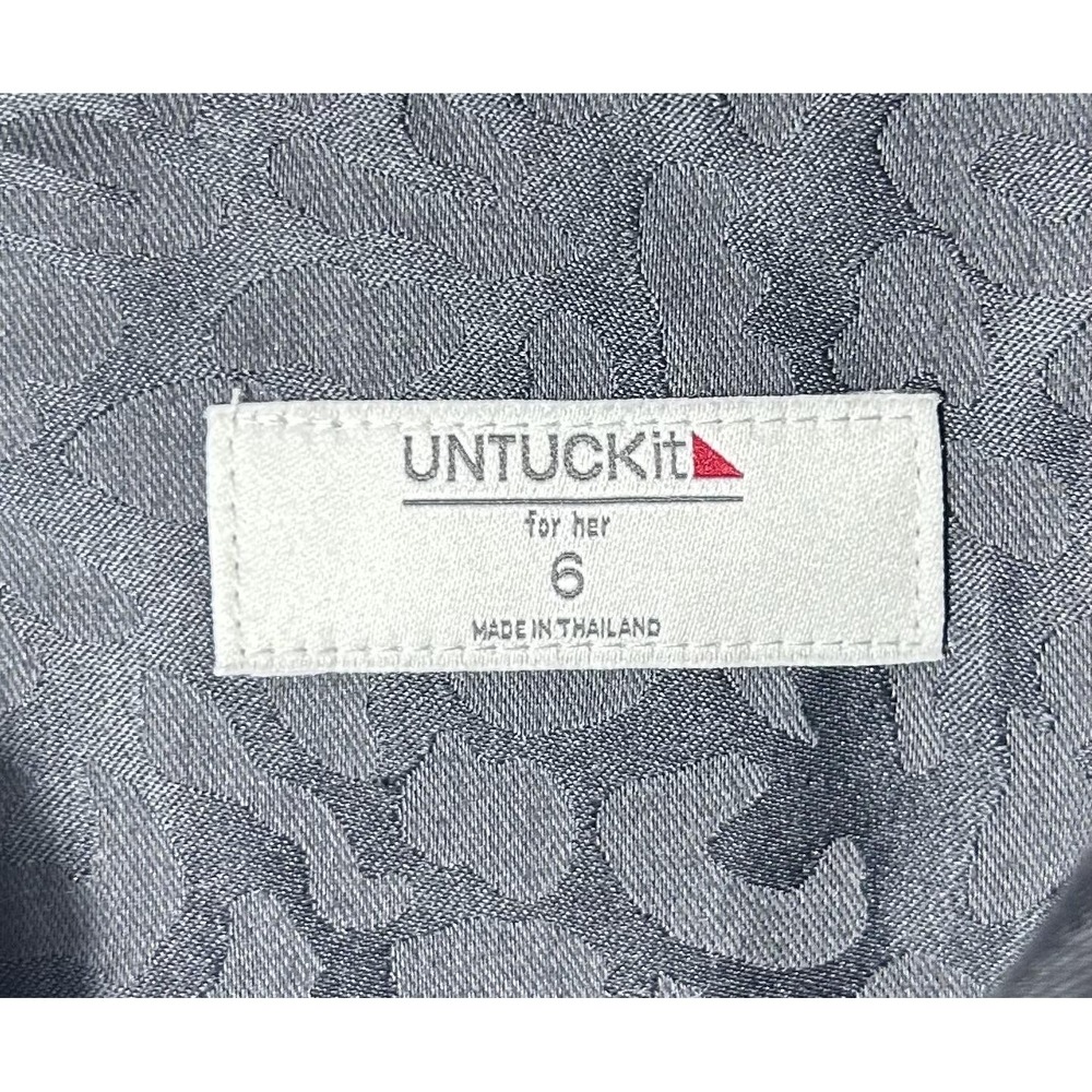 UNTUCKit Anna Shirt Dress Womens 6 Black Jacquard Animal Belted Long Sleeve - Picture 3 of 8